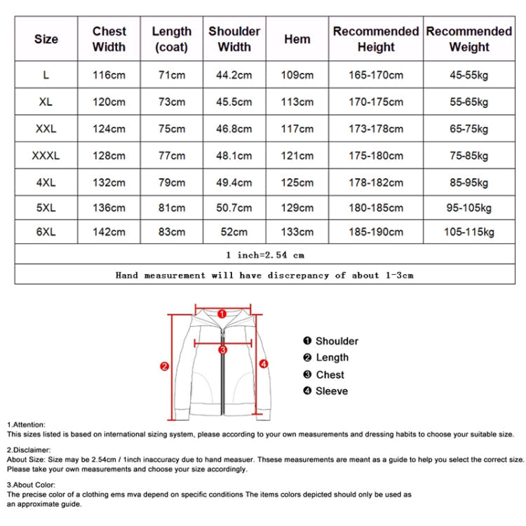 LSM-121 Men Autumn And Winter Jackets Grab Fleece Inner Lining Outdoor Hiking Clothes, 6XL