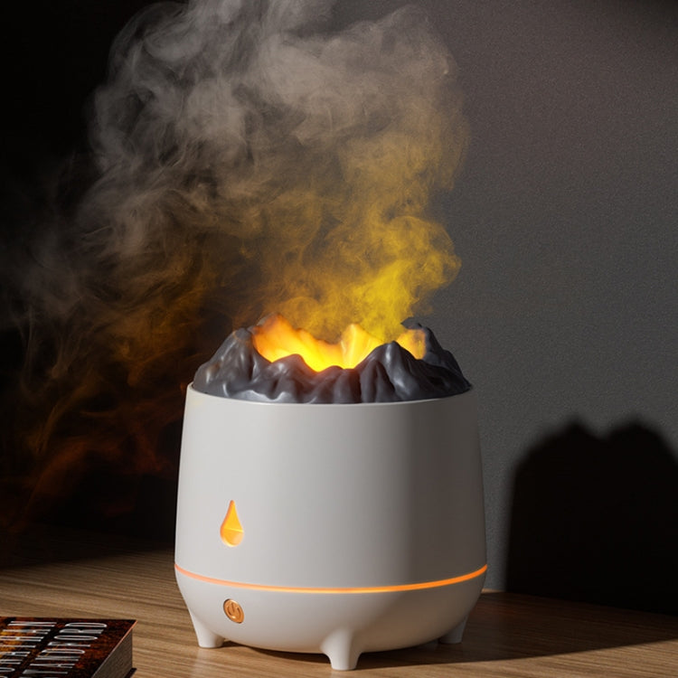 HS01 Simulation Flame Humidifier Home Aromatherapy Machine With Night Light, Simulation Flame (White), Simulation Flame (Black)