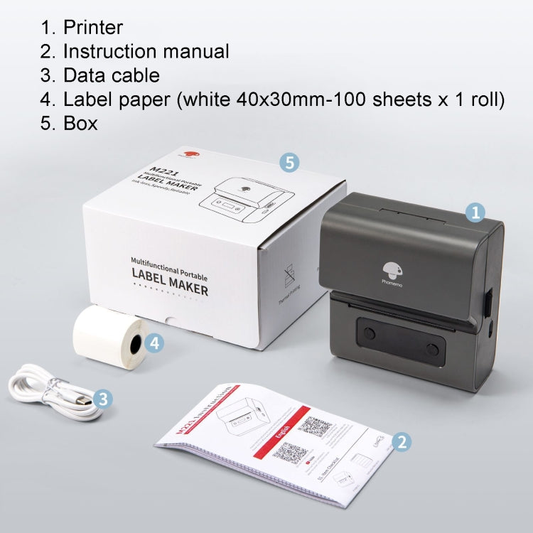 Phomemo M221 Thermal Wireless Label Printer Barcode Bluetooth Label Maker, Blue, White, Pink
