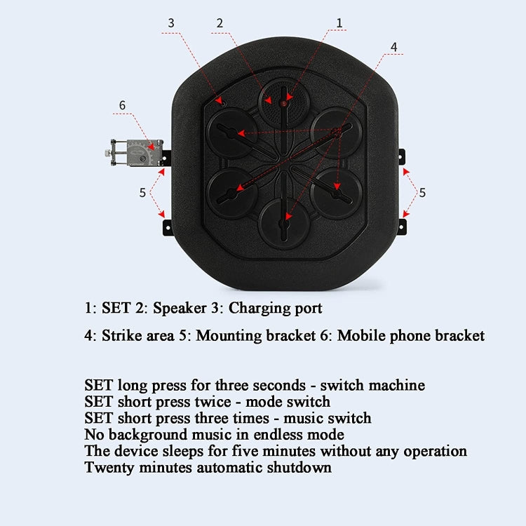 Smart Dual Bluetooth Music Boxing Machine Electronic Sandbag With Mobile Phone Holder