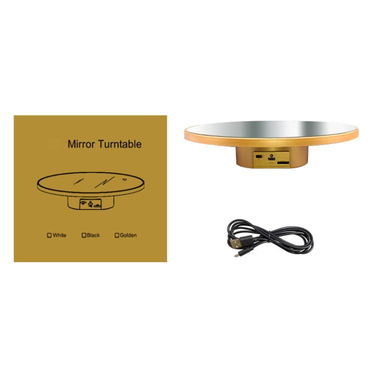 Multi-purpose Mirror Electric Rotating Disc Battery / USB Powered Photography Live Display Stand, 16cm White, 16cm Black, 16cm Gold, 25cm White, 25cm Black, 25cm Gold