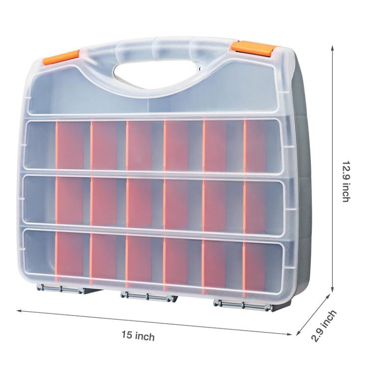 Hardware Tool Storage Box With Handle Adjustable Compartment Miscellaneous Box, Orange