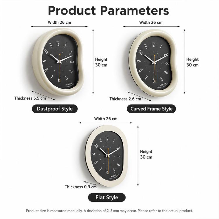 wozoom Living Room Modern Art Wall Clock Minimalist Cream Style Silent Decorative Clock, Flat Black, Framed Cream White, Framed Cream Brown, Framed Black, Dust-proof Cream White, Dust-proof Cream Brown, Dust-proof Black