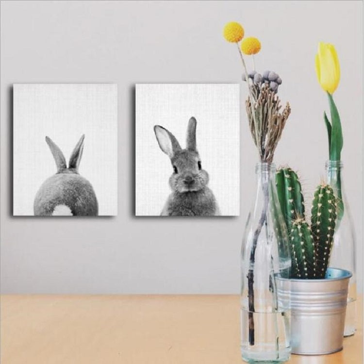 Rabbit Before and After the Computer Printing Decorative Painting Frameless Core, 30x40cm