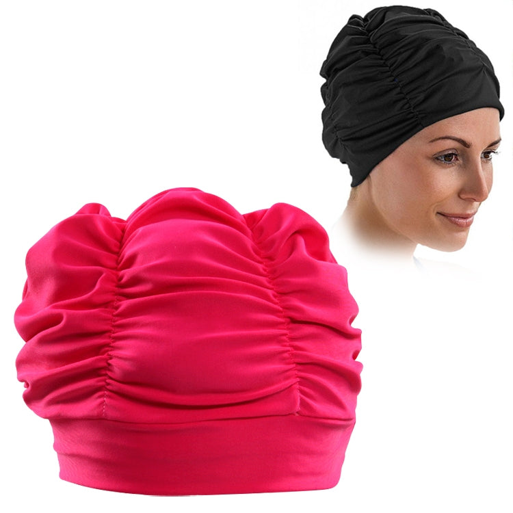 Women Earmuffs Pleated Cloth Swimming Cap, Women Swimming Cap (Lake Blue), Women Swimming Cap (Purple), Women Swimming Cap (Rose)