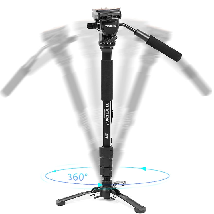 YUNTENG VCT-288RM SLR Camera Monopod Camera Support Foot Hydraulic Head Professional Photography Stand, Max Height: 1.48m, VCT-288RM