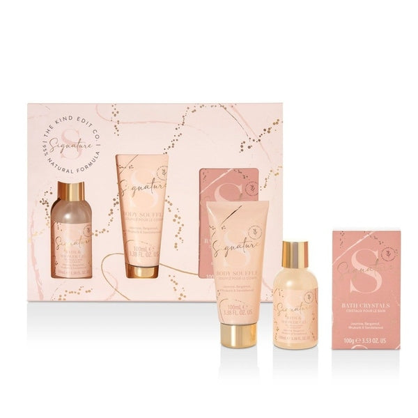 The Kind Edit Co. Signature Pamper Treats Gift Set 100ml Bath & Shower Gel + 100ml Body Souffle + 100g Bath Salts