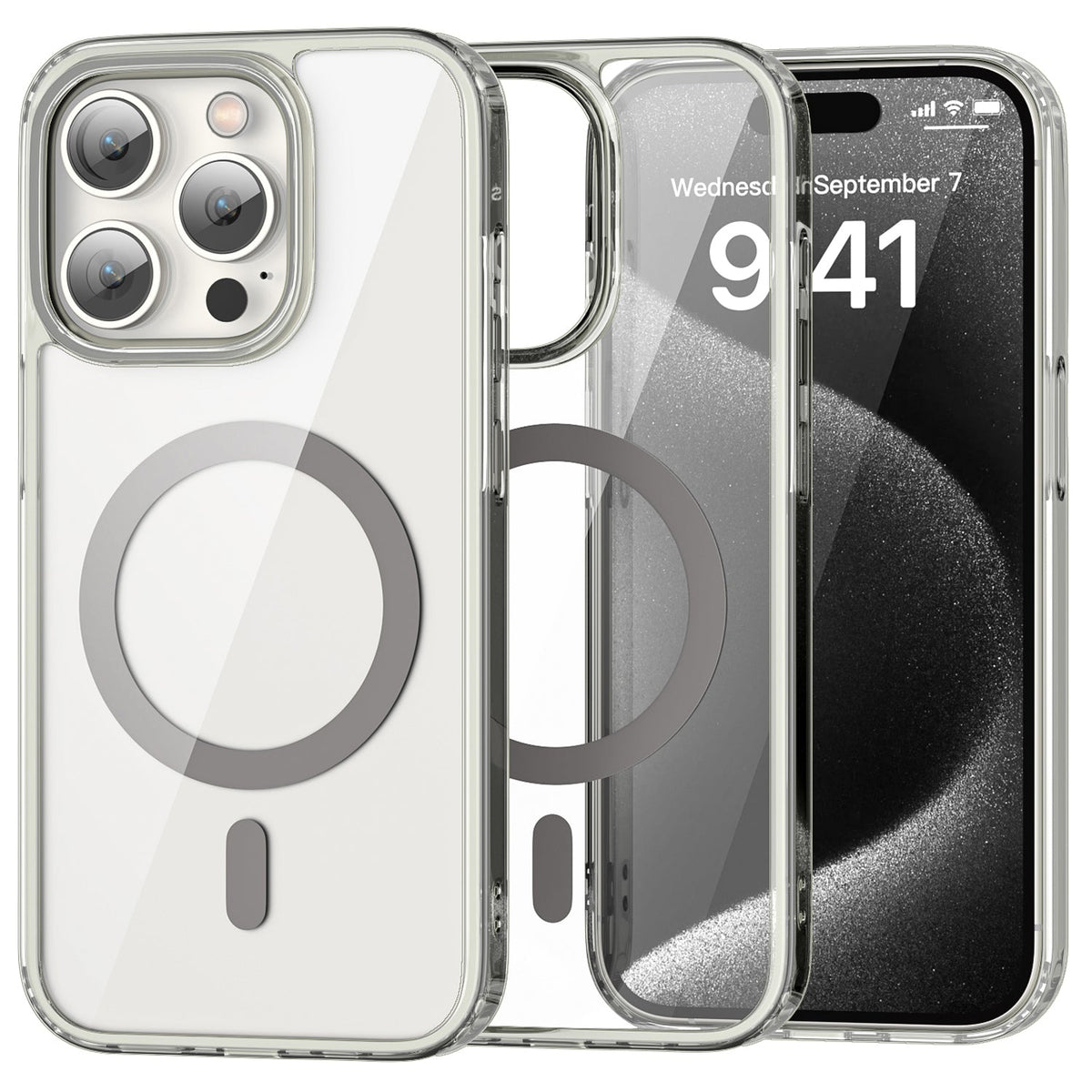 Crystal Clear iPhone 15 Pro Max MagSafe Case – Ultra-Slim Shockproof Protective Cover with Strong Magnetic Lock & Fast Wireless Charging
