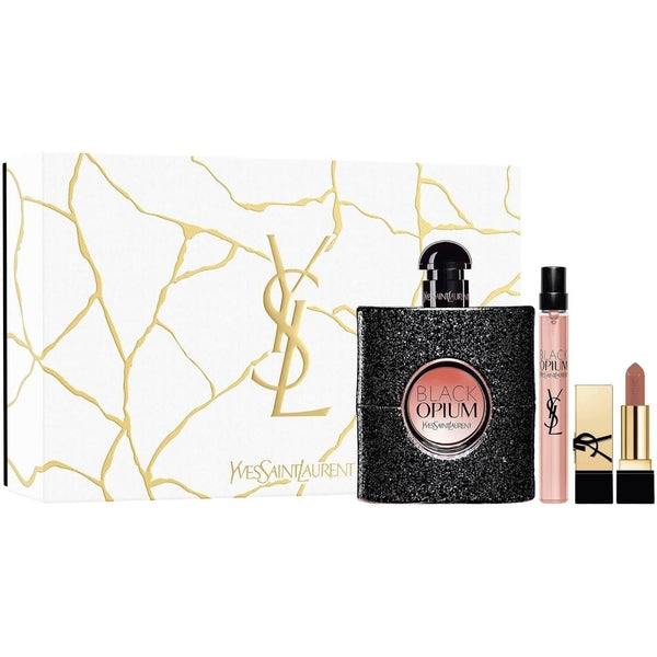 Yves Saint Laurent Black Opium Gift Set 90ml EDP + 10ml EDP + Mini Rouge Pur Couture Lipstick Nu Muse