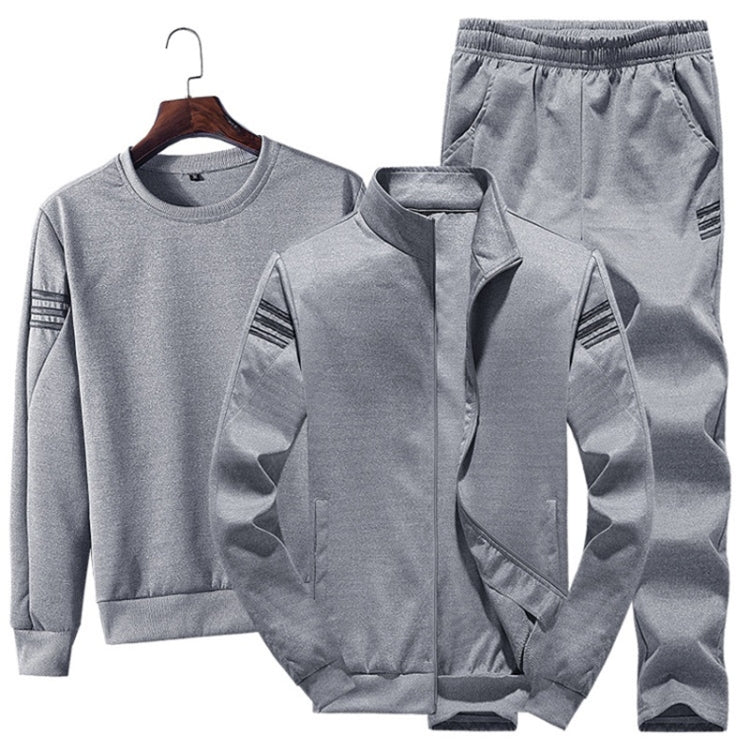 3 in 1 Autumn Thin Velvet Round Neck Bottoming Shirt + Stand Collar Cardigan Jacket + Trousers Casual Sports Suit for Men, M, L, Xl, Xxl, XXXL, XXXXL