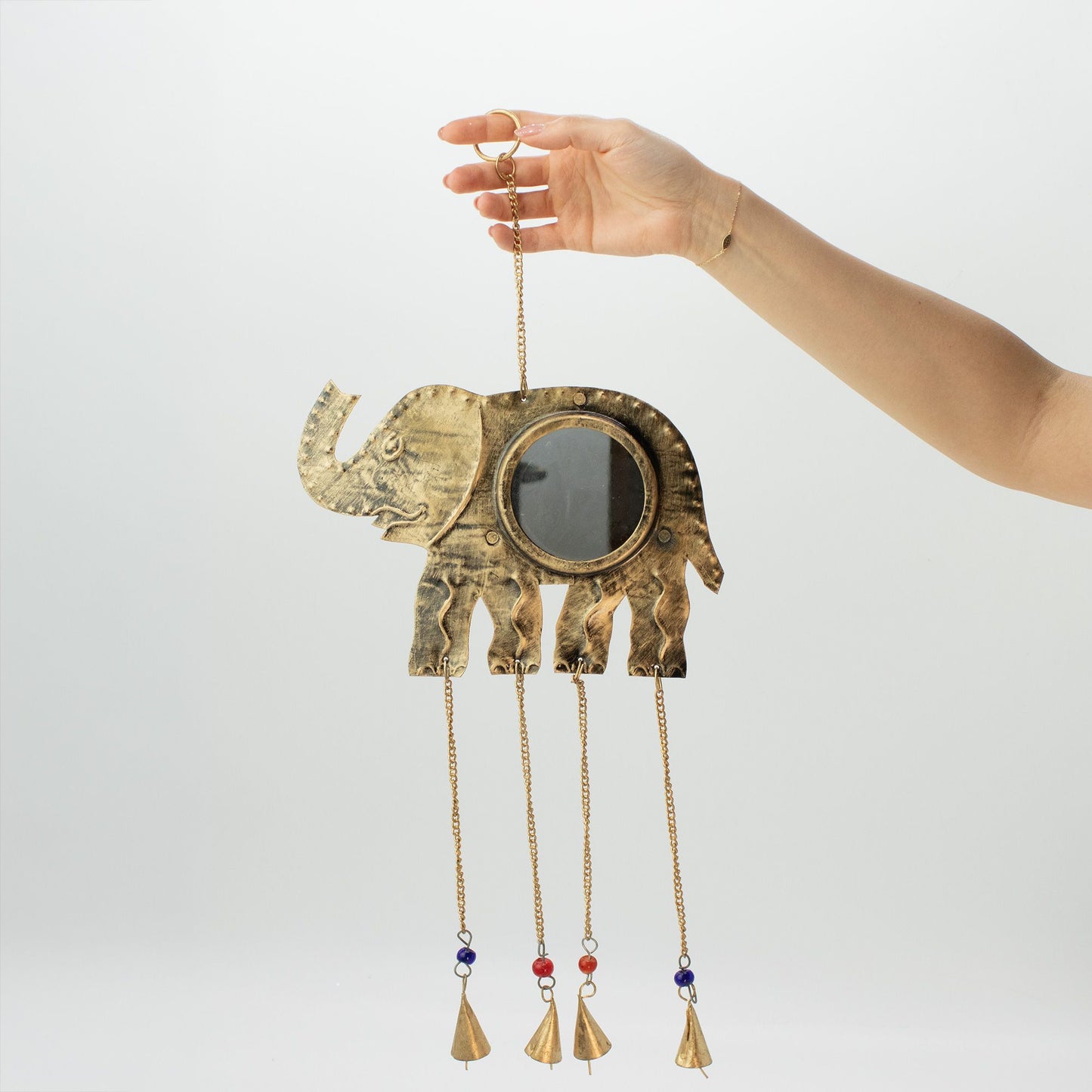 Indian Chimes - Elephant Lrg Mirror 4 Bells
