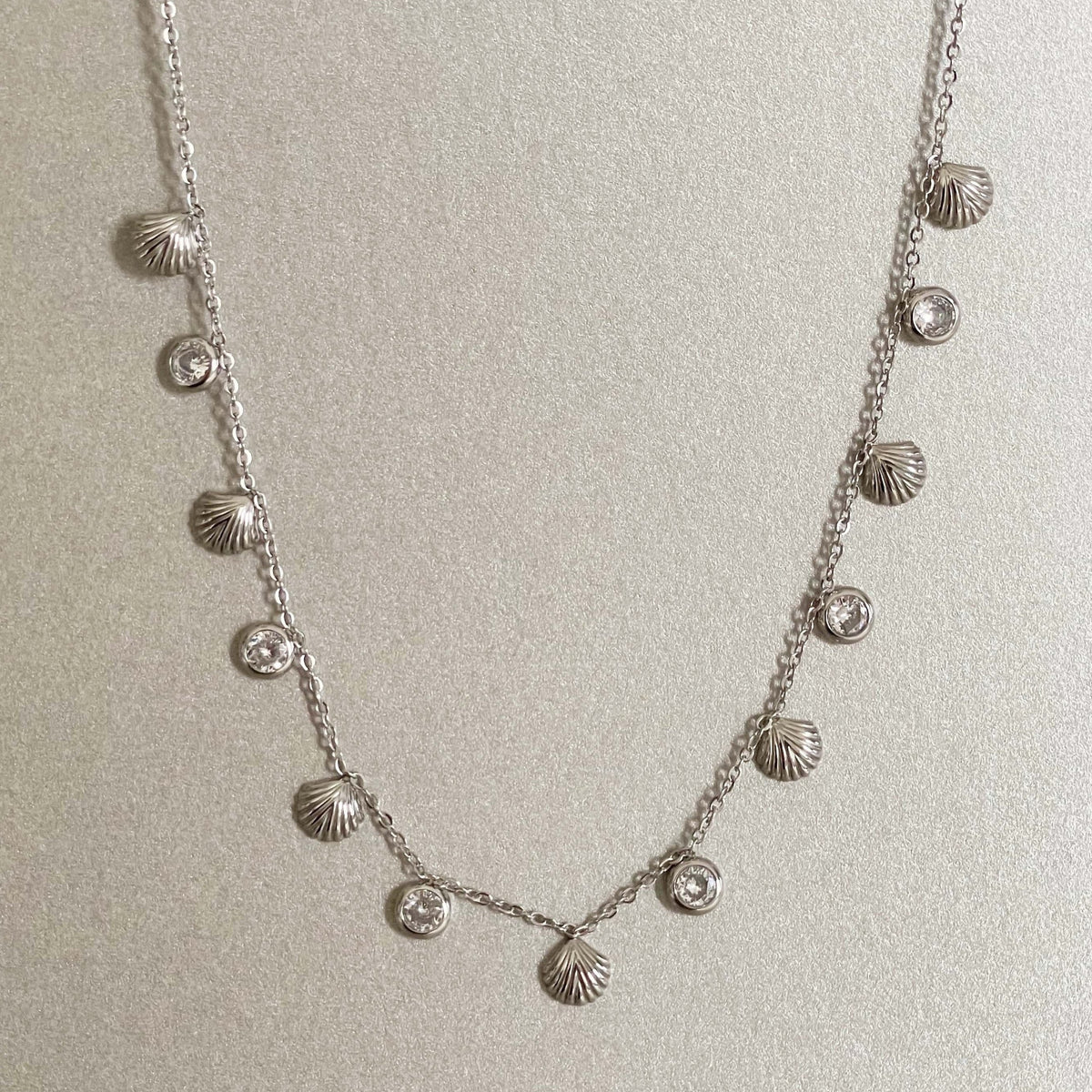 Hanaali Silver Tone Shell Necklace