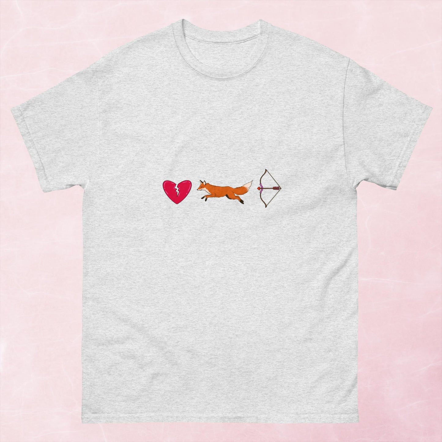 Cool hand illustrated romance themed bookish heart broken with fox and archer bow unisex tshirt