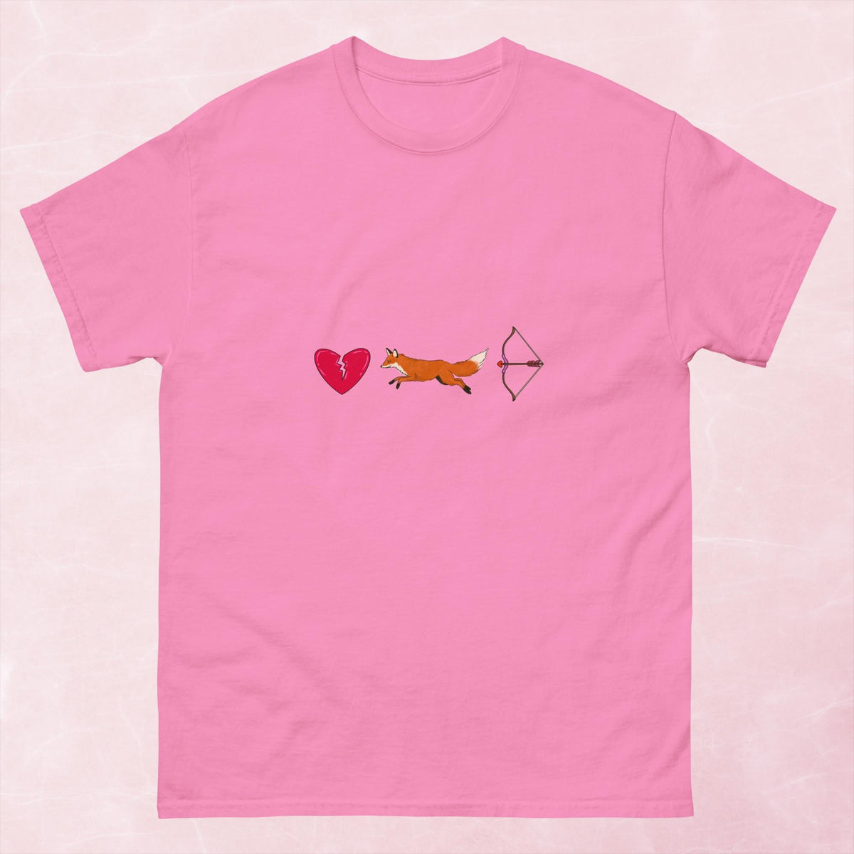 Cool hand illustrated romance themed bookish heart broken with fox and archer bow unisex tshirt