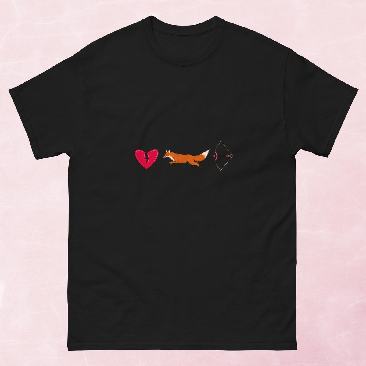 Cool hand illustrated romance themed bookish heart broken with fox and archer bow unisex tshirt