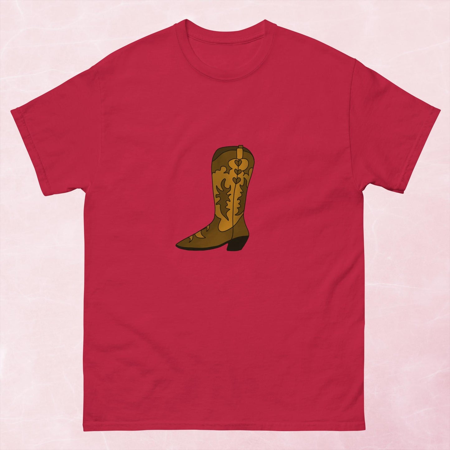 Cool brown western hand illustrated cowboy boot unisex graphic t-shirt