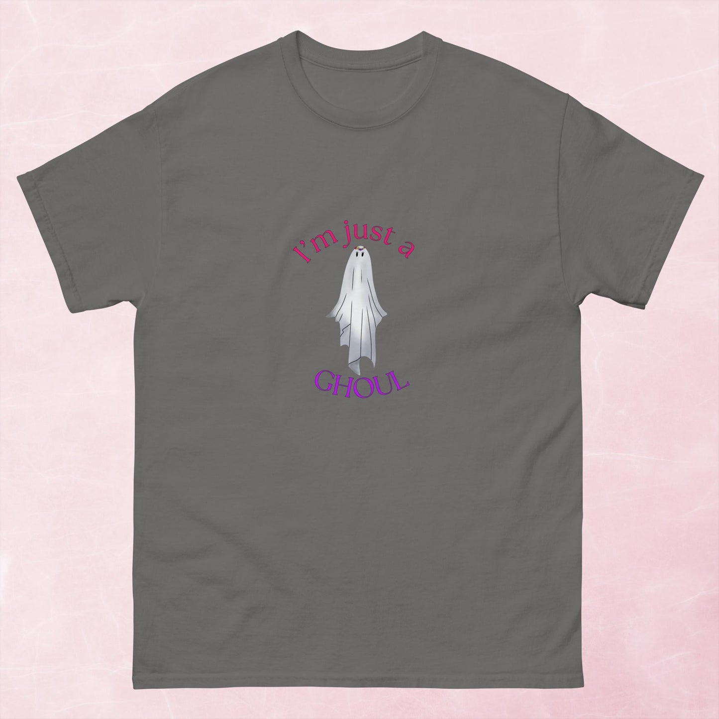 Cool funny I'm just a ghoul ghost Halloween unisex graphic hand illustrated t-shirt