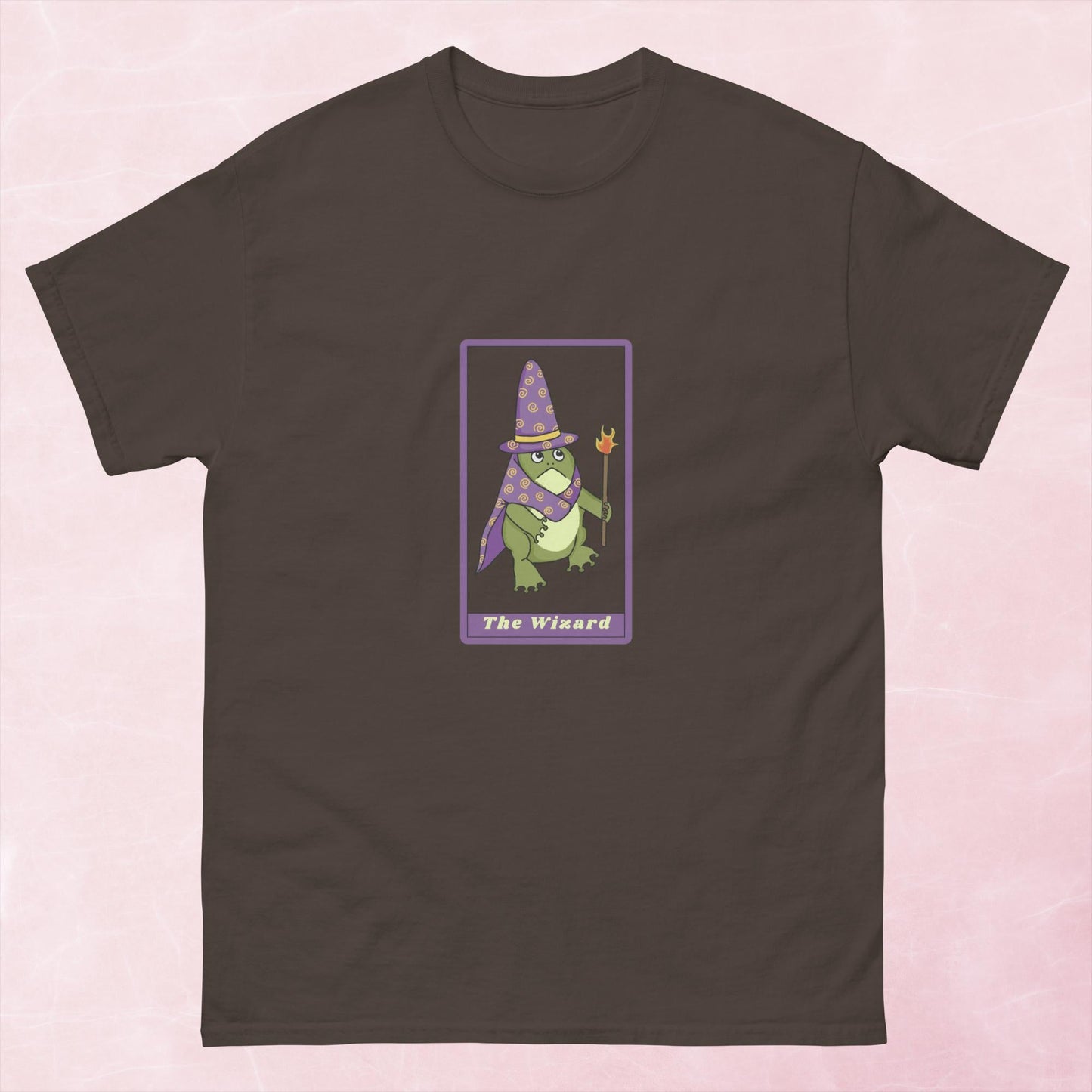 Cool quirky hand illustrated fantasy frog wizard tarot card unisex graphic t-shirt