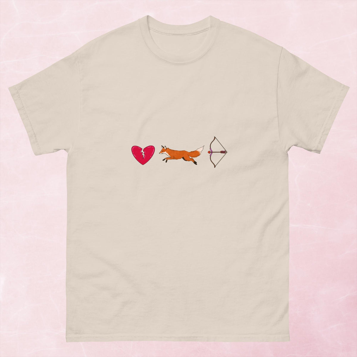 Cool hand illustrated romance themed bookish heart broken with fox and archer bow unisex tshirt