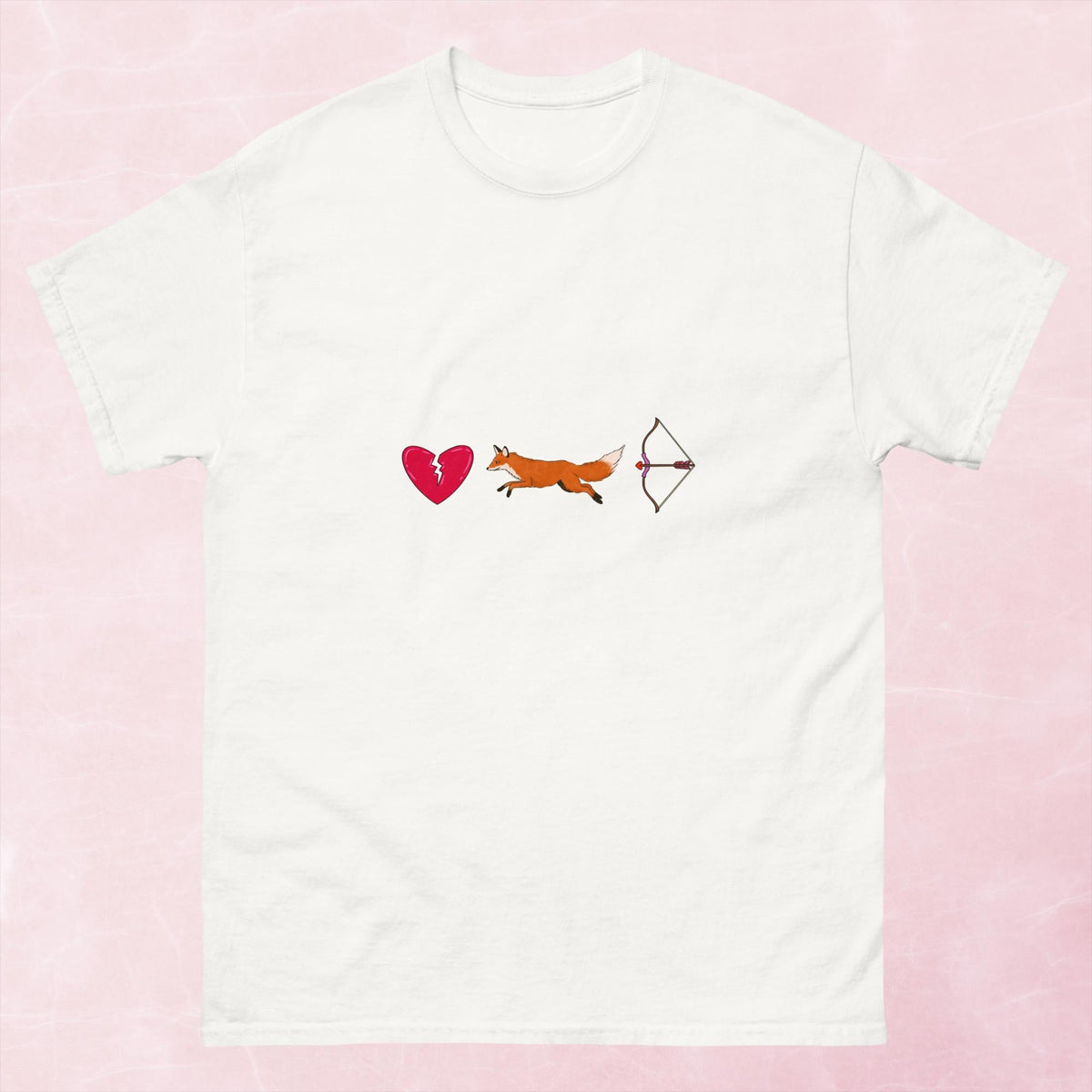 Cool hand illustrated romance themed bookish heart broken with fox and archer bow unisex tshirt