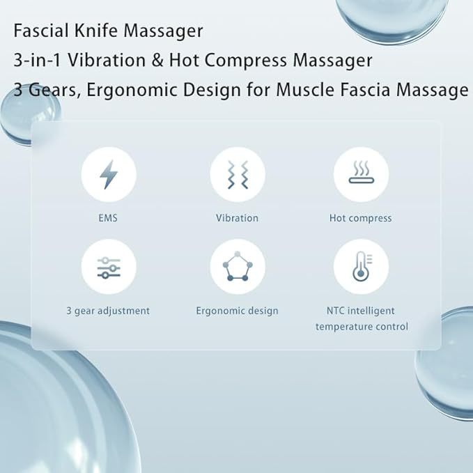 Cross-border Heated Electric Fascia Gun Massage Tool 9-Gear Meridian Brush Scraping Microcurrent Vibration Beauty Massage