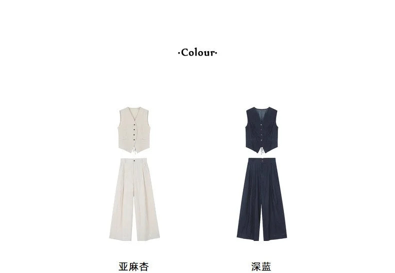 Korean Commuter Tencel Vest Women's Summer Straight Casual Pants Two-piece Set W997A