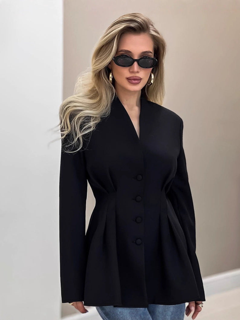 European and American Women's Fashion Autumn Elegant Slim-Fit Waist