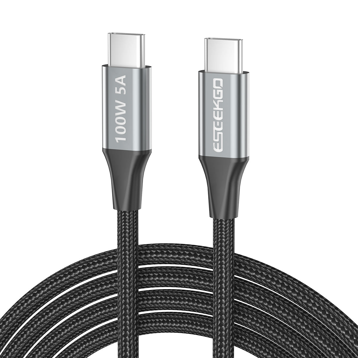 Eseekgo 100W USB-C to USB-C E-Marker Cable — 20Gbps Data, 4K@60Hz Video & Fast Charging (Black)