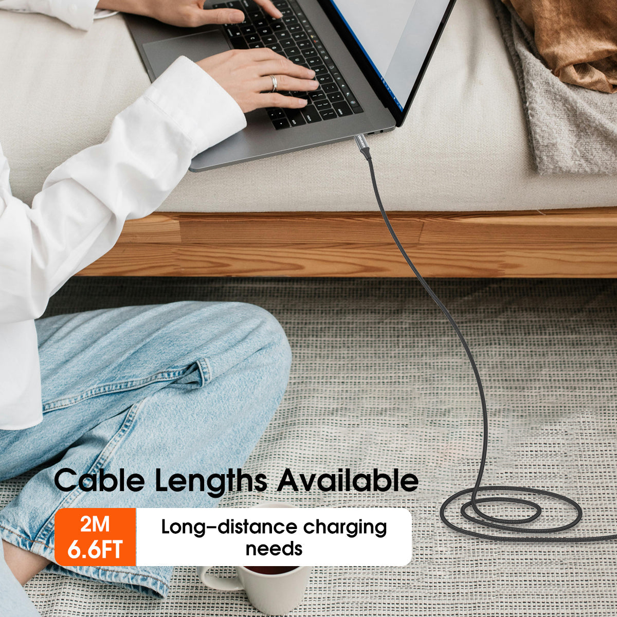 Eseekgo 100W USB-C to USB-C E-Marker Cable — 20Gbps Data, 4K@60Hz Video & Fast Charging (Black)