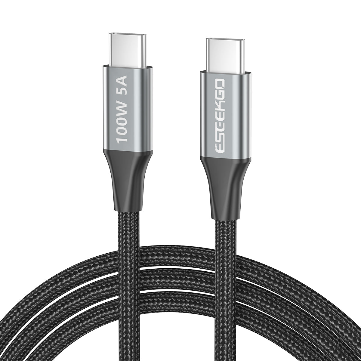 Eseekgo 100W USB-C to USB-C E-Marker Cable — 20Gbps Data, 4K@60Hz Video & Fast Charging (Black)