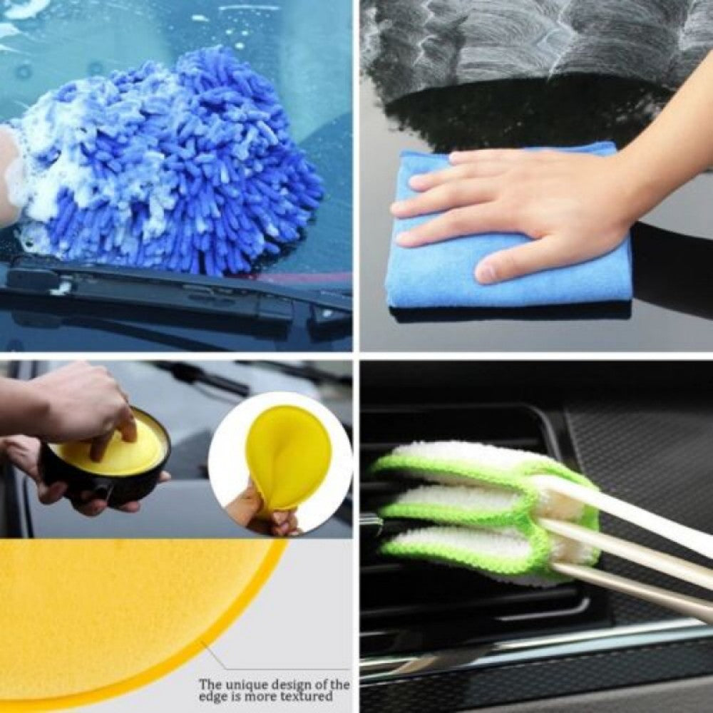 26PCS Car Cleaning Kit Auto Interior Exterior Detailing Brush Set w/Gloves Towel