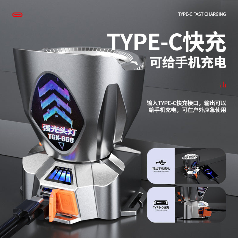 Cross-Border Hot-Selling Product: Strong Light, Long-Range, Rechargeable, Waterproof, Long-Lasting Head-Mounted Outdoor Night Fishing Light, Ultra-Long Headlamp
