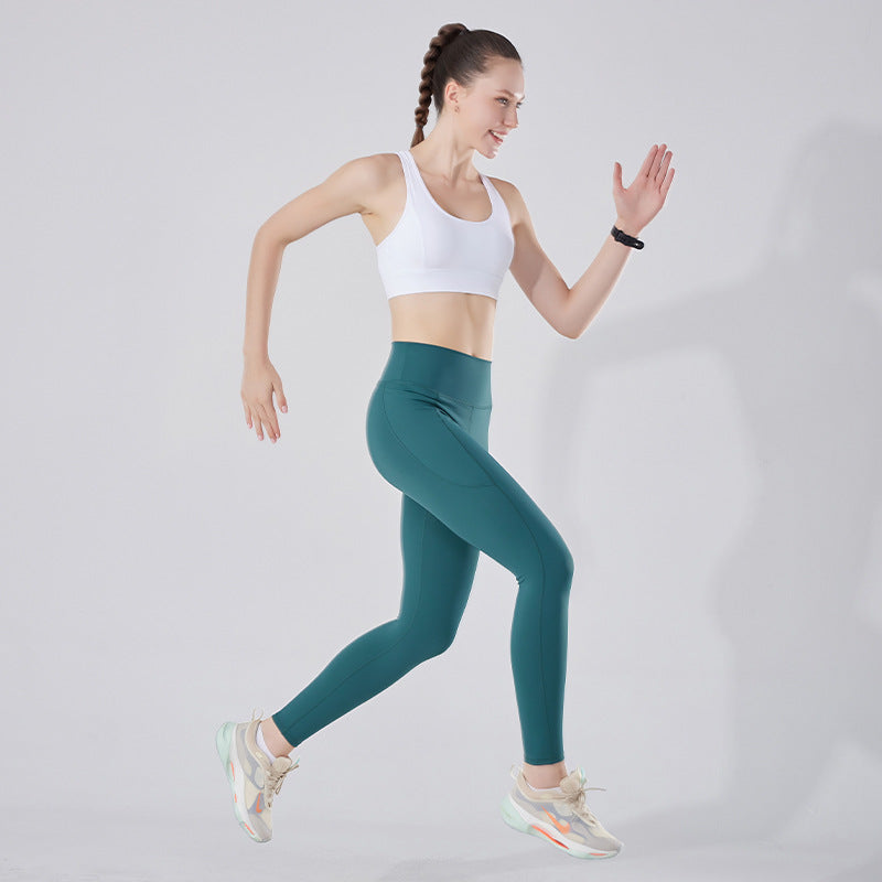 Spring running yoga pants cross-border sports fitness pants clothes tight peach hip lifting high waist nude yoga pants for women