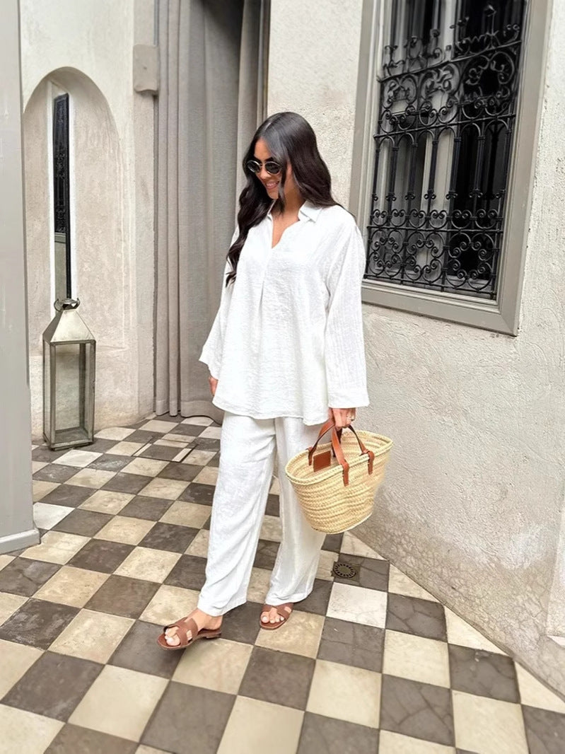 2025 New Summer and Autumn European and American V-neck Women's suit