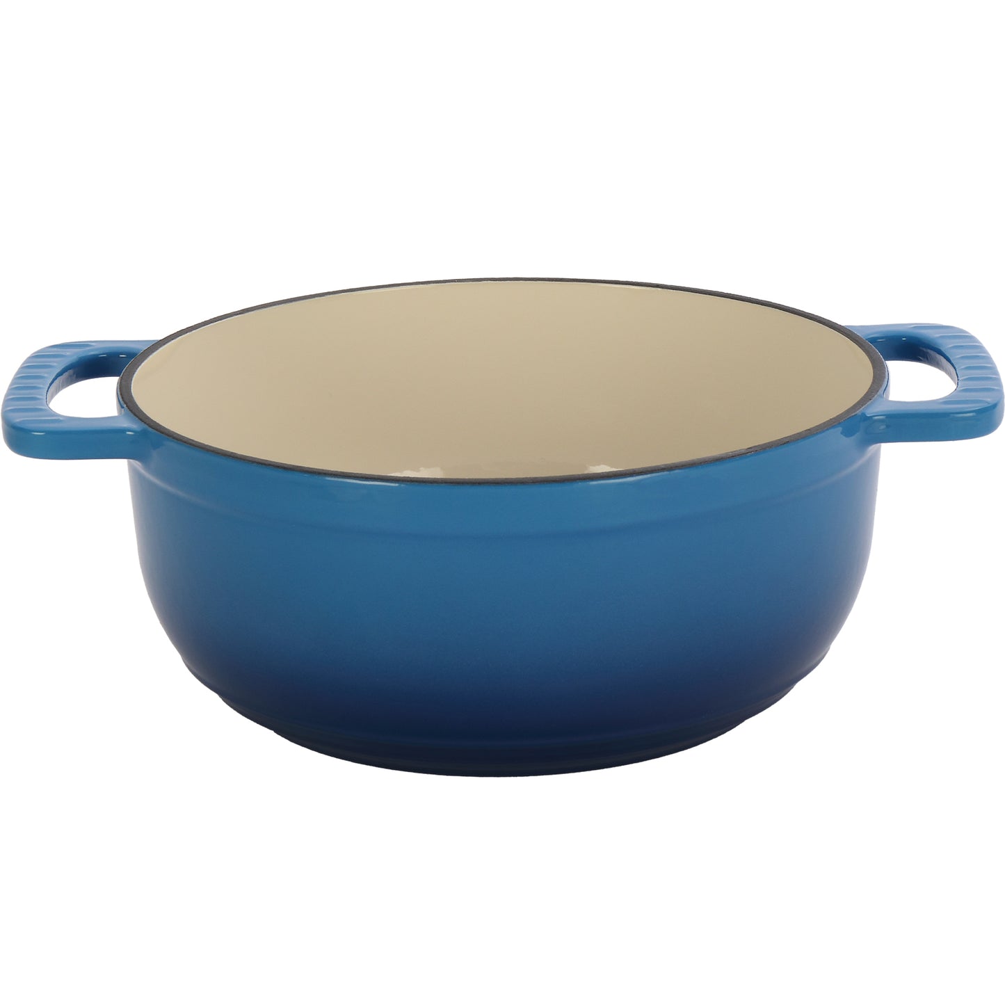 Cast iron 6QT cooking pot - Gradient blue - Includes two silicone gloves - Enamel pot