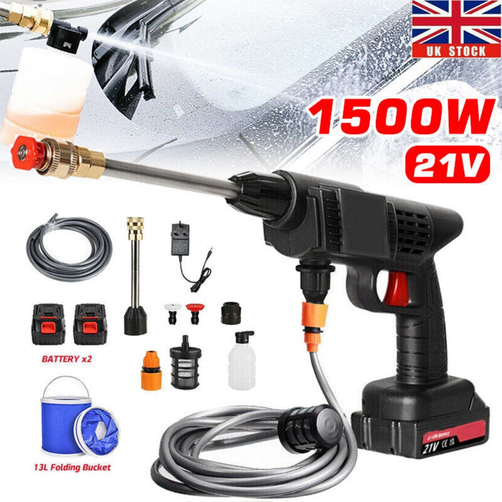 2 Battery Portable Cordless Car High Pressure Washer Jet Water Wash Cleaner Gun (Without a bucket)