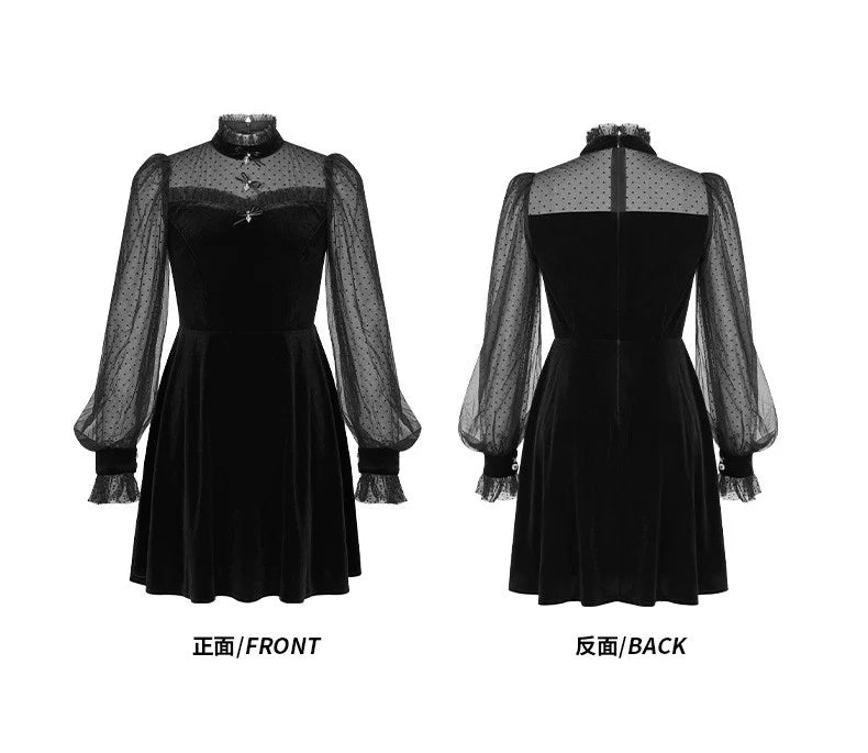 Hepburn-Style Black Velvet Dress for Women, New Spring Fashion, Elegant and Luxurious Birthday Party Dress 80381