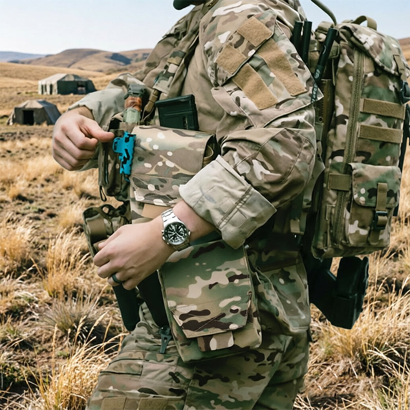 Tactical Laser Cut MOLLE Admin Pouch, Multi-Use Utility Bag for 5.56 & 9mm Mag Storage, First Aid & EDC Organizer