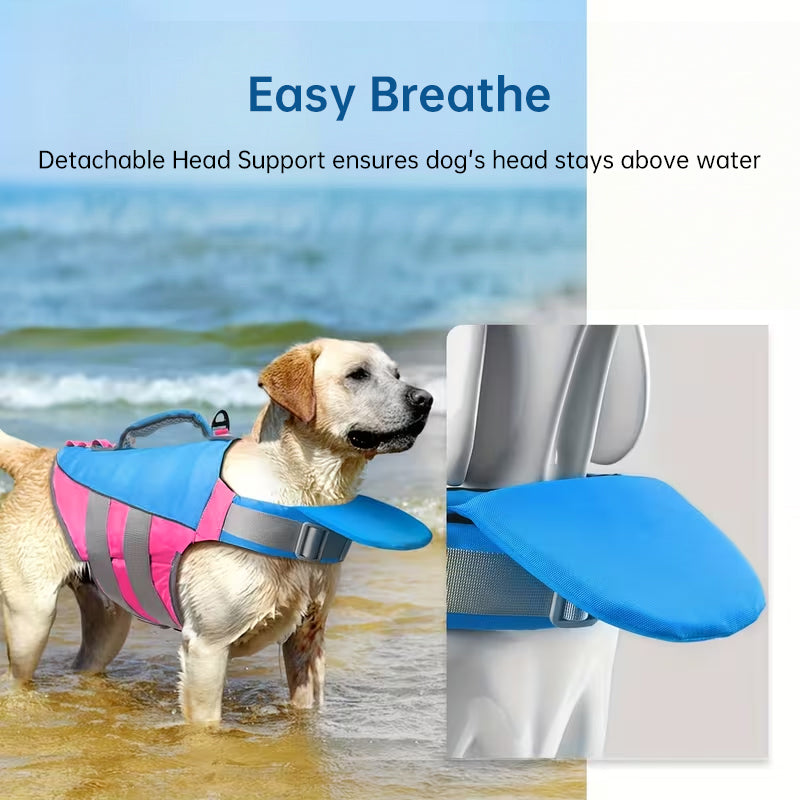 Adjustable Dog Life Vest with Reflective Stripes – High Buoyancy, Breathable Safety Jacket for Water Sports & Swimming