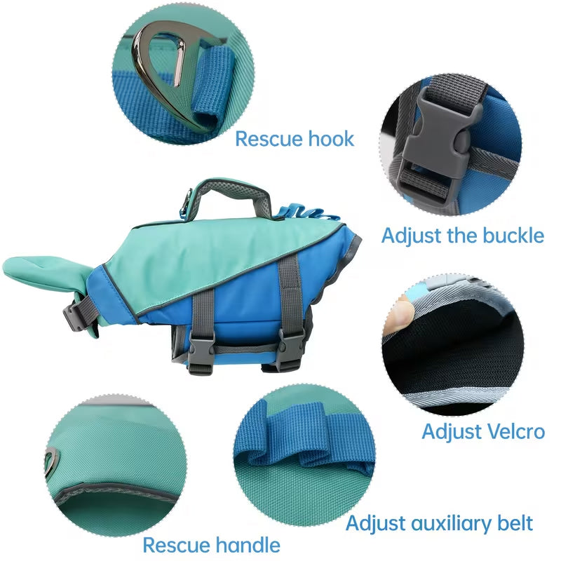 Adjustable Dog Life Vest with Reflective Stripes – High Buoyancy, Breathable Safety Jacket for Water Sports & Swimming