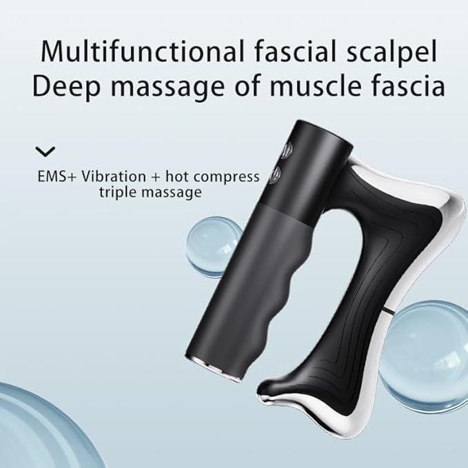 Cross-border Heated Electric Fascia Gun Massage Tool 9-Gear Meridian Brush Scraping Microcurrent Vibration Beauty Massage