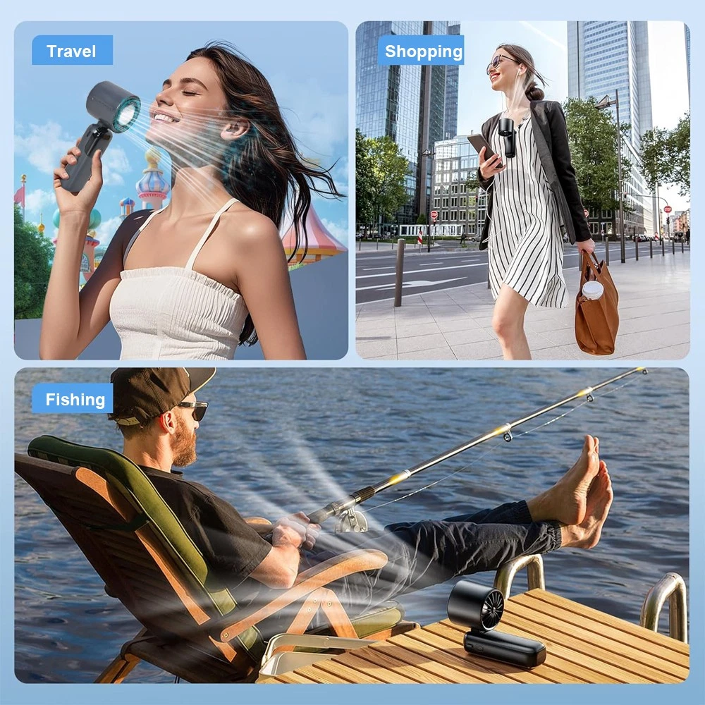 Portable Handheld Mini Turbo Fan In/Outdoor USB Rechargeable Ice Cooling Fans w/LED Display Fan