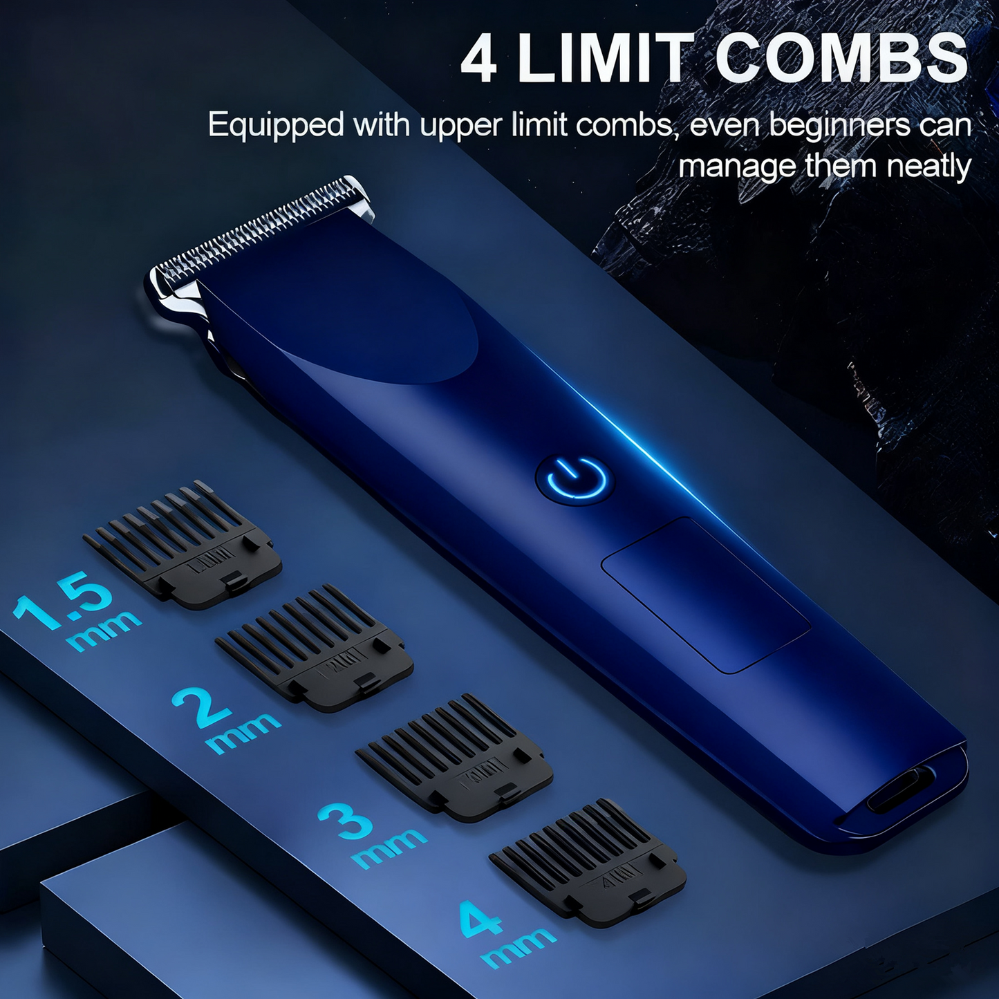 Men Pro Electric Hair Clippers Beard Trimmer Cutting Barber Shaving Machine Blue