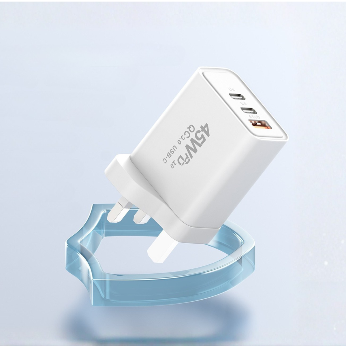 Eseekgo 45W GaN Super-fast Wall Charger with Triple Ports - Dual USB-C and USB-A