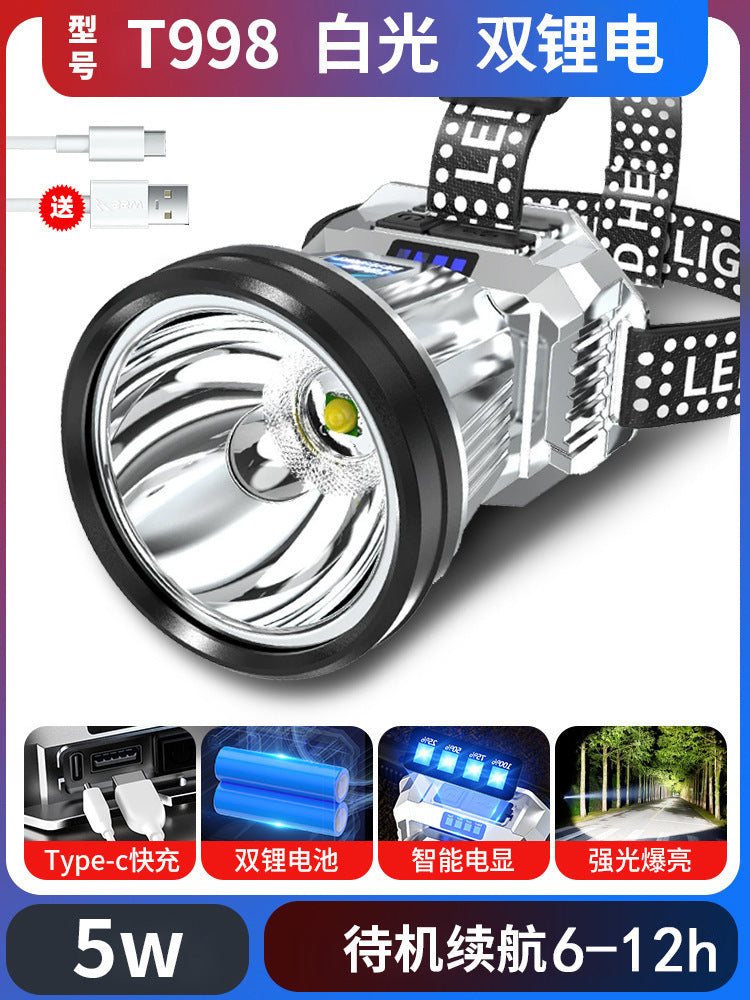 Cross-Border Hot-Selling Product: Strong Light, Long-Range, Rechargeable, Waterproof, Long-Lasting Head-Mounted Outdoor Night Fishing Light, Ultra-Long Headlamp