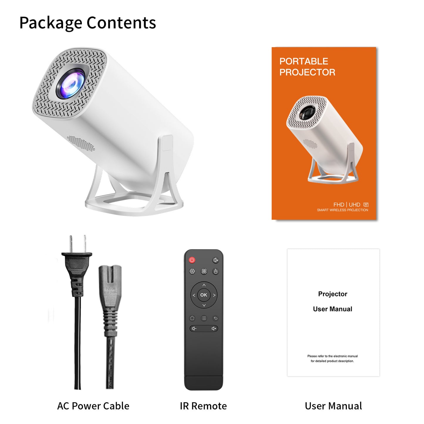 S40 Mini Projector for Home Use, Portable High-Definition 1080P