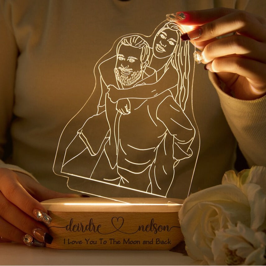 Cross-border drawing personalized portrait 3D night light photo pet company birthday wedding gift father's day ornaments