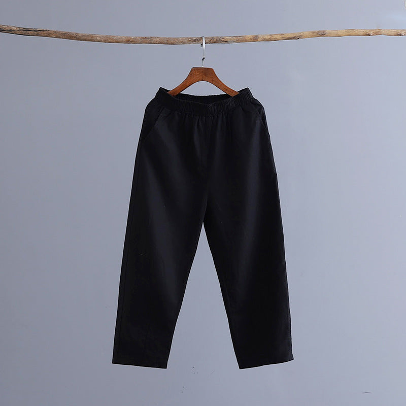 Cotton and Linen Pants for Women 2026 New Versatile Slim-Fit Casual Pants Summer Thin Cropped Pants Artistic Cotton and Linen Carrot Pants