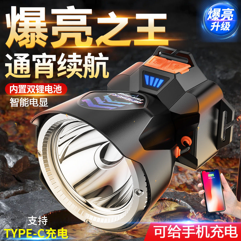 Cross-Border Hot-Selling Product: Strong Light, Long-Range, Rechargeable, Waterproof, Long-Lasting Head-Mounted Outdoor Night Fishing Light, Ultra-Long Headlamp