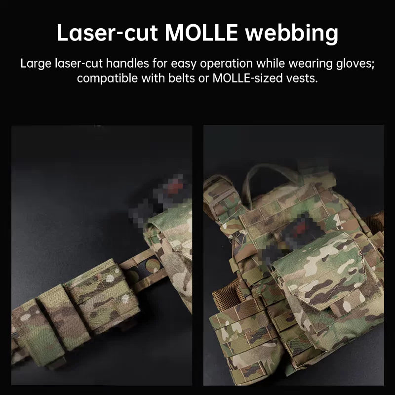 Tactical Laser Cut MOLLE Admin Pouch, Multi-Use Utility Bag for 5.56 & 9mm Mag Storage, First Aid & EDC Organizer